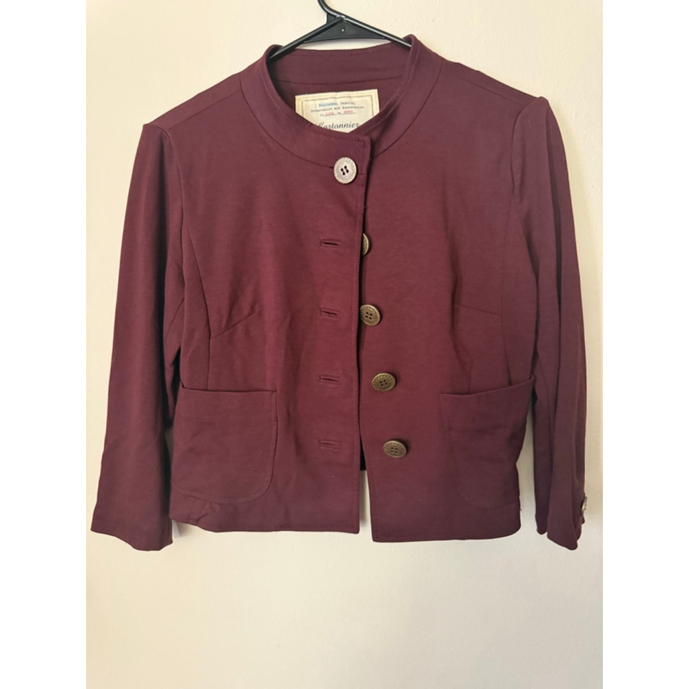 Women's Anthropologie Cartonnier Burgundy Blazer Jacket M